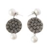 Petapru Earrings round flowers 2 pearls