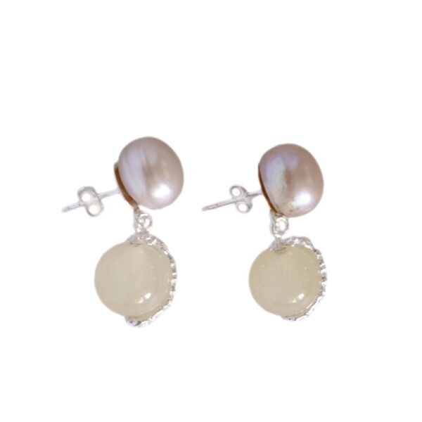 Sucibatu Earrings mabe pearl lemon quartz