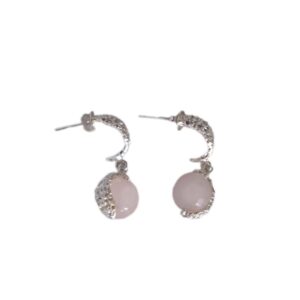 Sucibatu earrings silver pink quartz